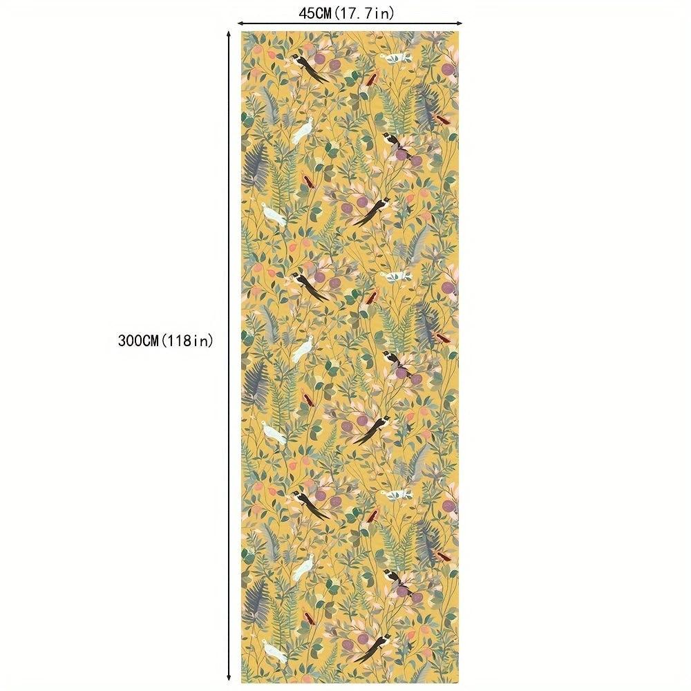 Golden Canopy Bird and Leaf Peelable Wallpaper