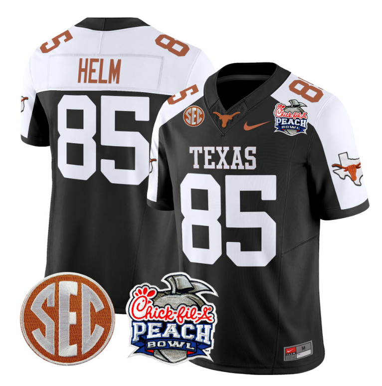 Gunnar Helm Jersey #85 Texas Longhorns Peach Bowl Patch Vapor