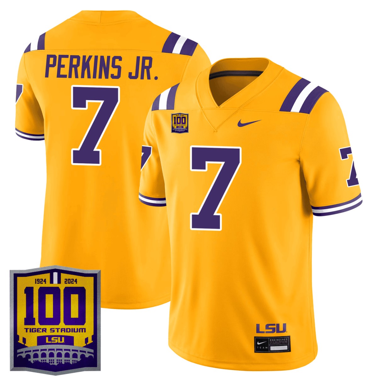 Harold Perkins Jr Jersey #7 LSU Tigers 100 Years of Tiger Stadium Patch