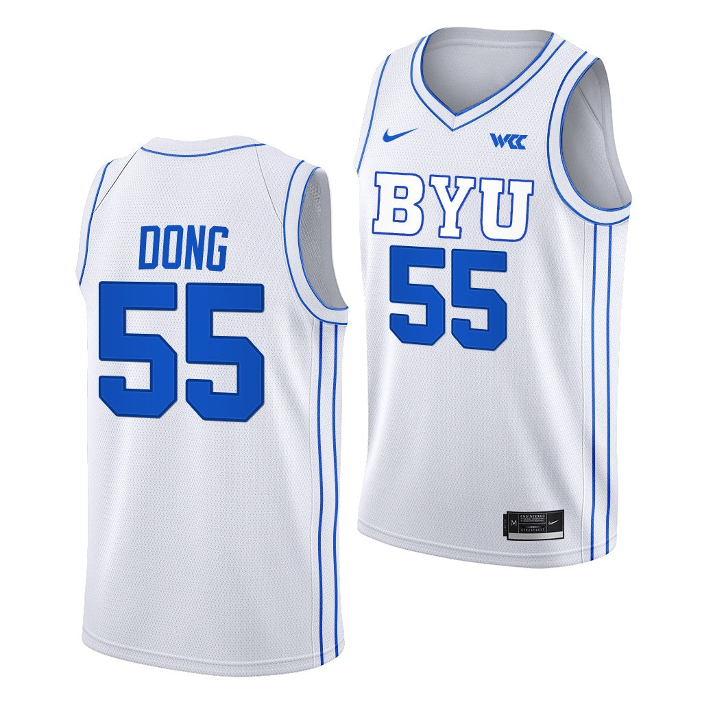 Hao Dong Jersey BYU Cougars College Basketball White #55