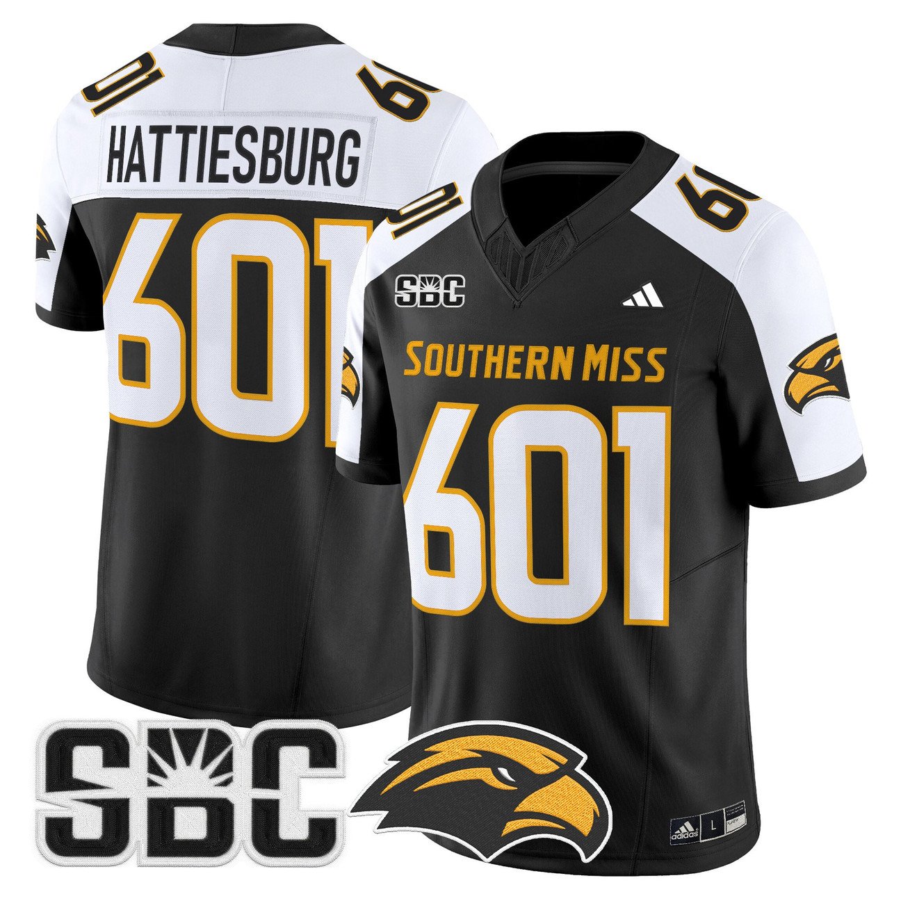 Hattiesburg Jersey #601 Southern Miss Golden Eagles 2025 Stitched