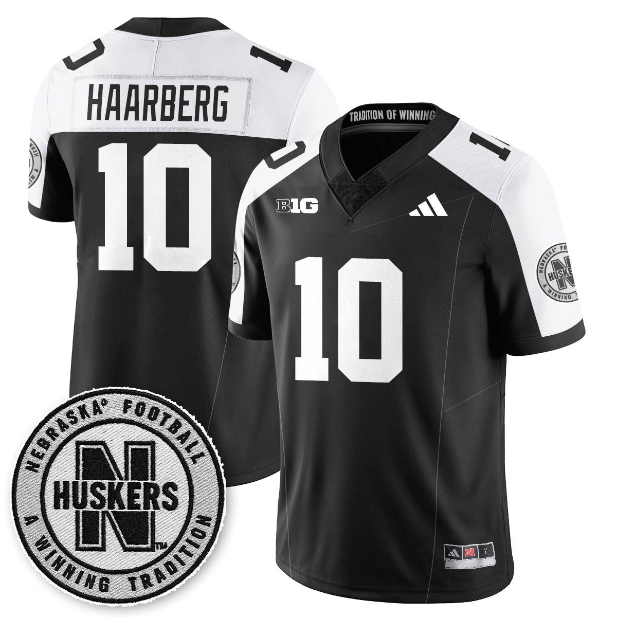 Heinrich Haarberg Jersey #10 Nebraska Football 2025 Blackout Stitched