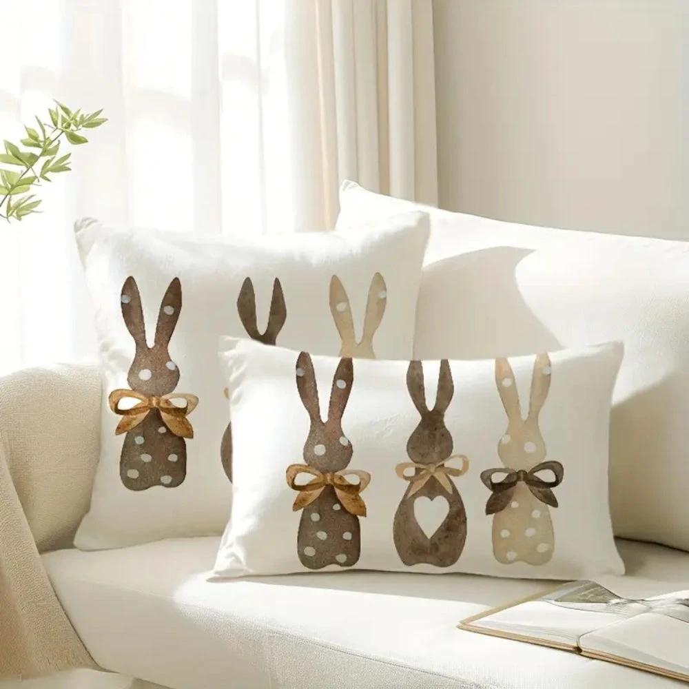 Hemp Three Bunny Cushion Cover