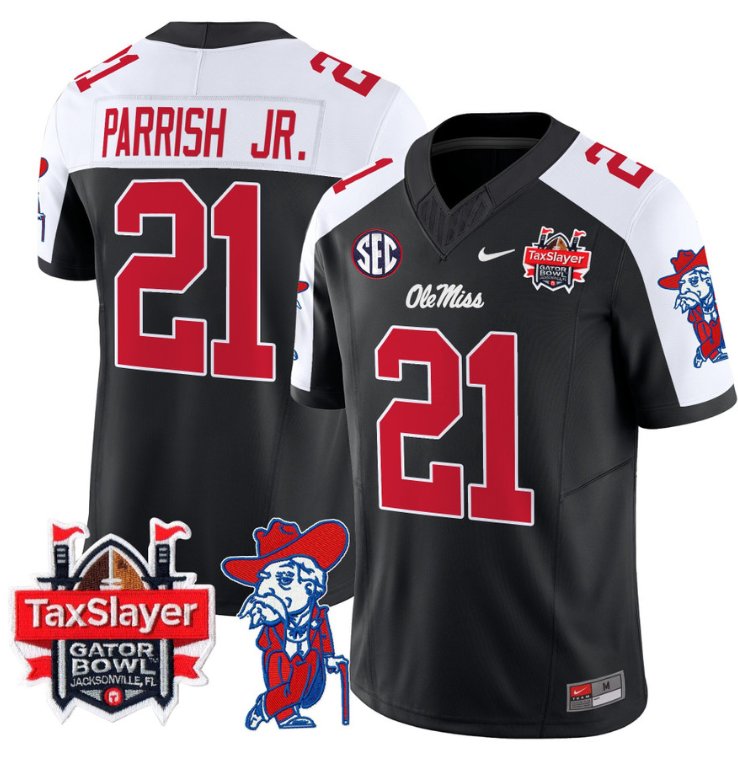 Henry Parrish Jr Jersey #21 Ole Miss Rebels 2024 Gator Bowl V2