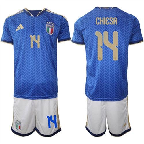 Italy #14 CHIESA Jerseys National Team x World Cup 2026 Home Blue On Field Soccer