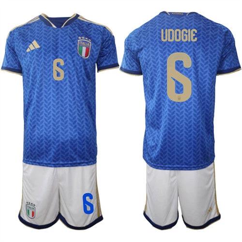 Italy #6 UDOGIE Jerseys National Team x World Cup 2026 Home Blue On Field Soccer