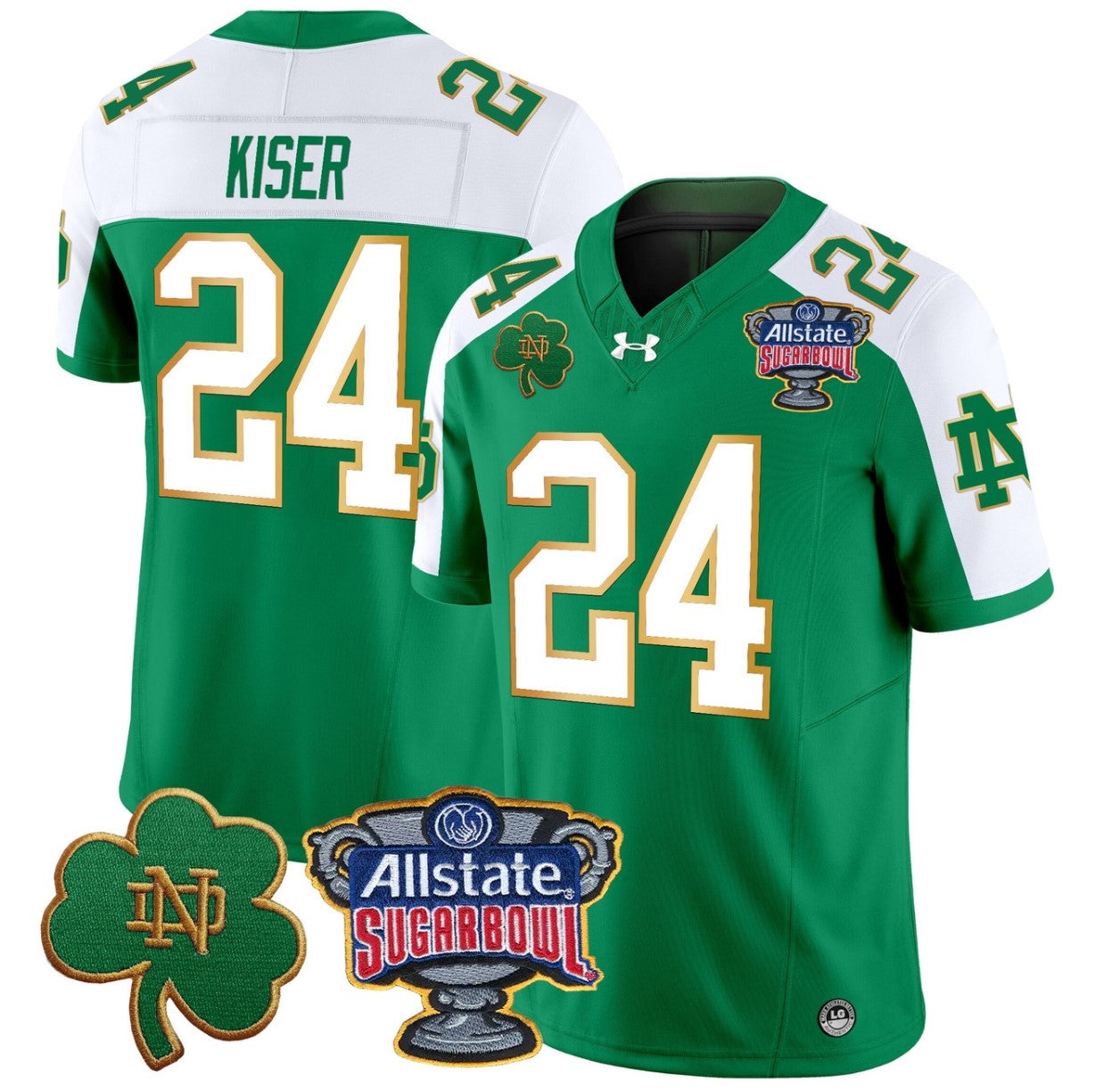 Jack Kiser Jersey #24 Notre Dame 2024 Sugar Bowl Patch V2 Stitched