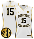 Jahmai Mashack Jersey #15 Tennessee Vols 2024 Lightweight Basketball White Gold