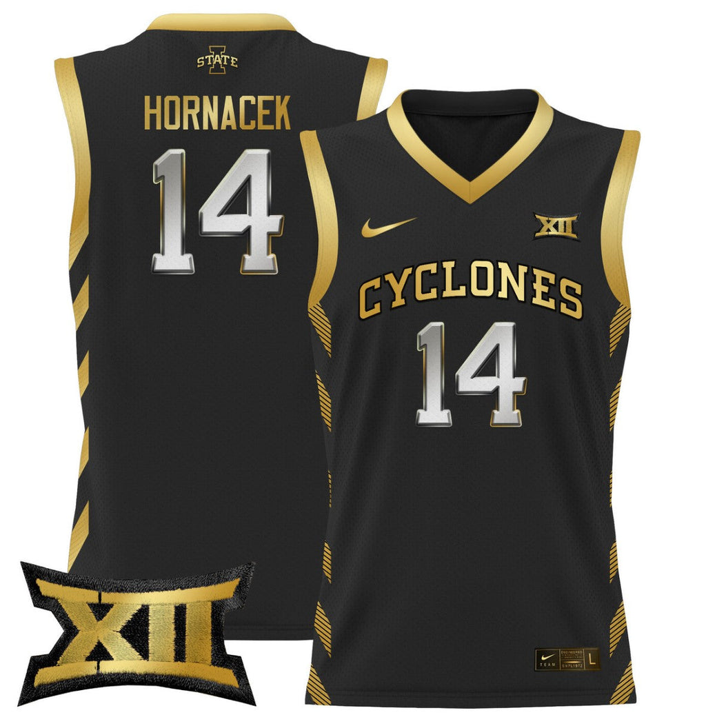 Jeff Hornacek Jersey #14 Iowa State 2024 Lightweight Basketball Black Gold