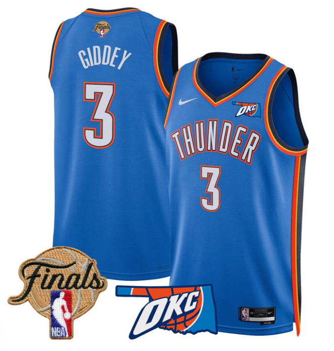 Josh Giddey Jersey # 3 Oklahoma City Thunder 2025 Finals Swingman Stitched Icon
