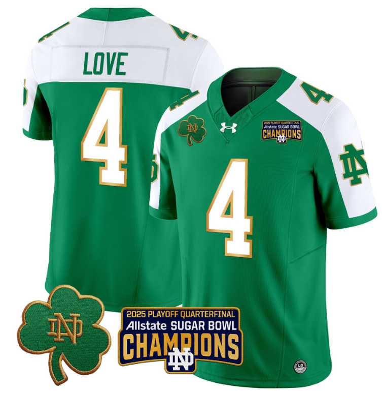 Jeremiyah Love Jersey #4 Notre Dame 2025 Sugar Bowl Champions