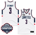 Jaylin Stewart Jersey #3 UConn Huskies 2024 NCAA Basketball National Champions White