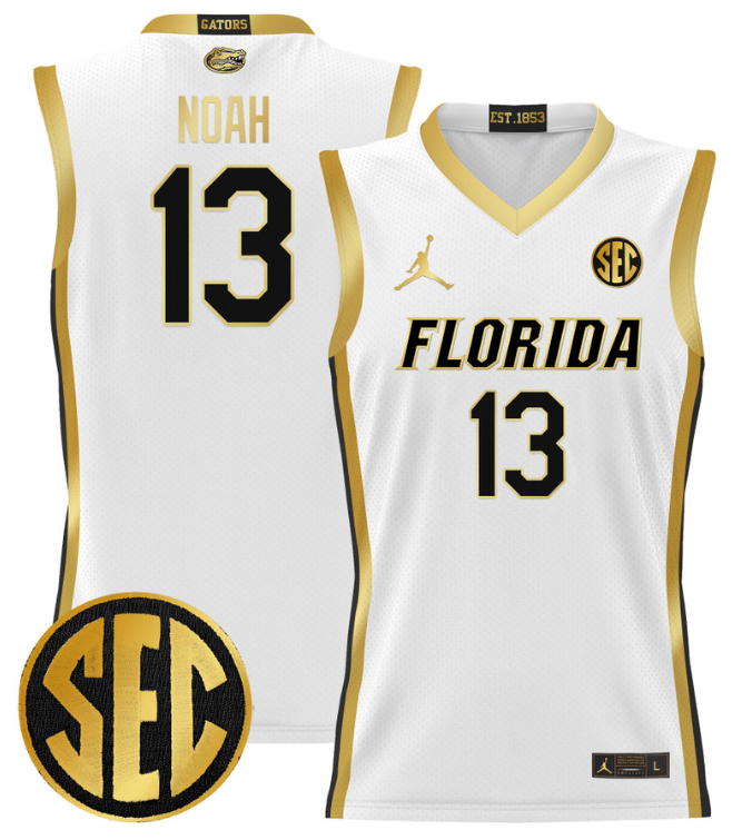 Joakim Noah Jersey #13 Florida Gators 2024 Lightweight Basketball White Gold