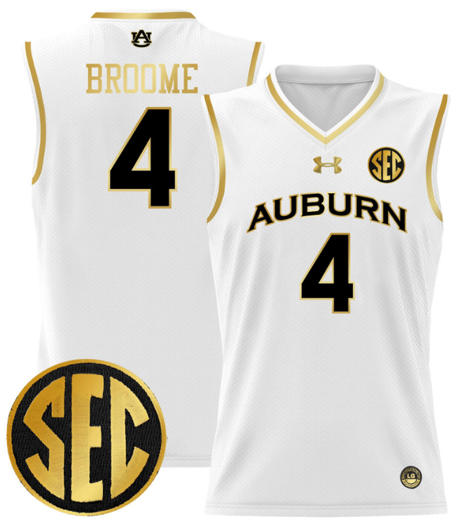 Johni Broome Jersey #4 Auburn Tigers 2024 Lightweight Basketball White Gold