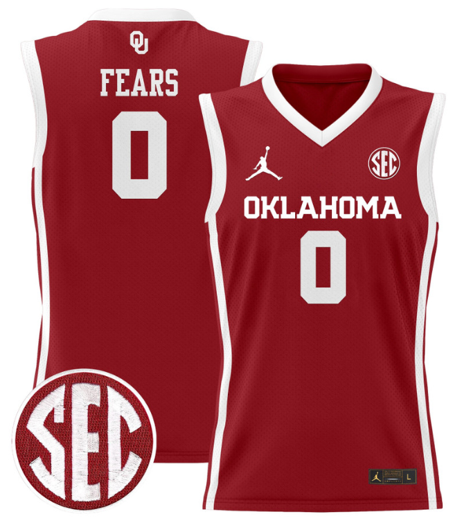 Jeremiah Fears Jersey #0 Oklahoma Sooners 2024 Lightweight Basketball White Gold