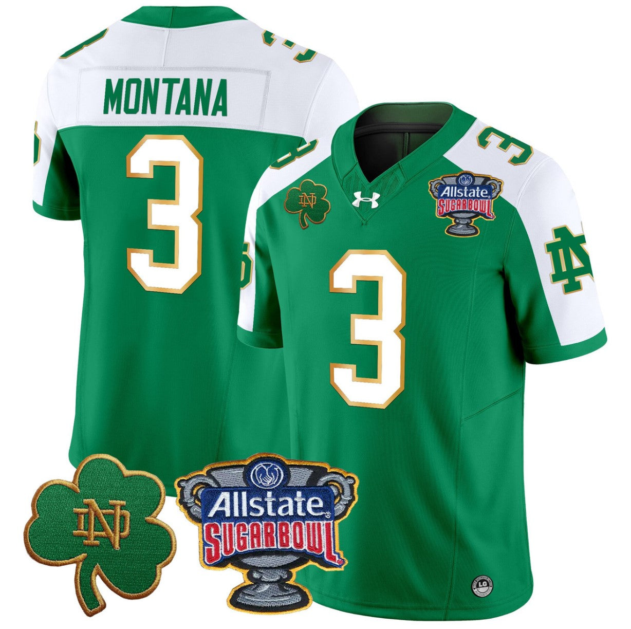 Joe Montana Jersey #3 Notre Dame 2024 Sugar Bowl Patch V2 Stitched