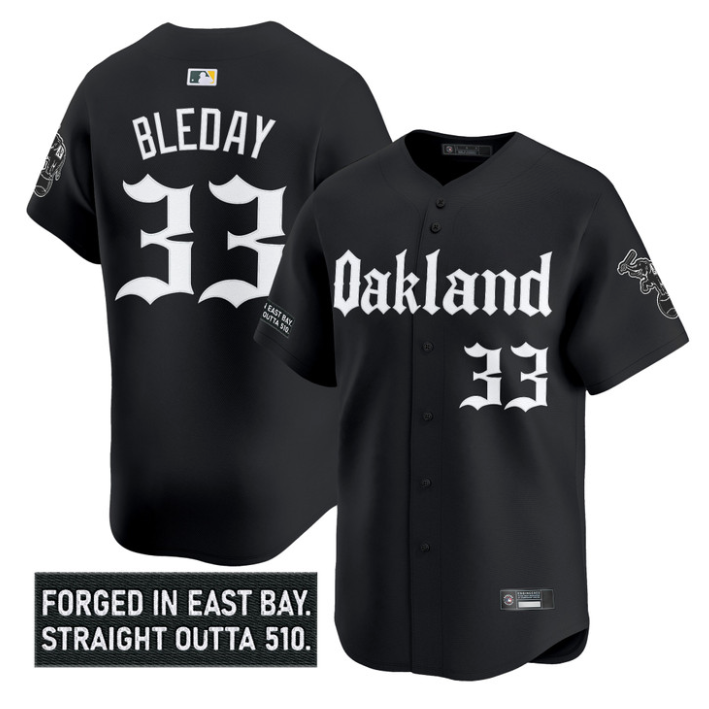 JJ Bleday Jersey #33 Oakland Athletics Gothic East Bay Edition Stitched