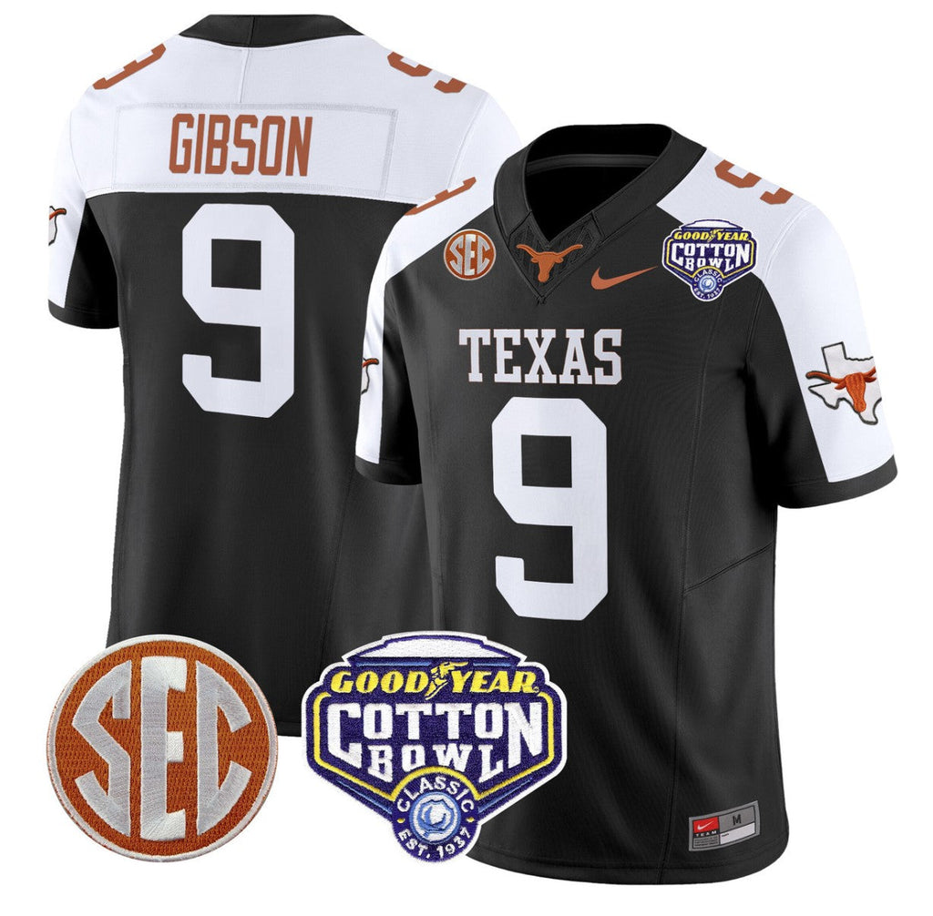 Jerrick Gibson Jersey #9 Texas Longhorns Cotton Bowl Patch Stitched