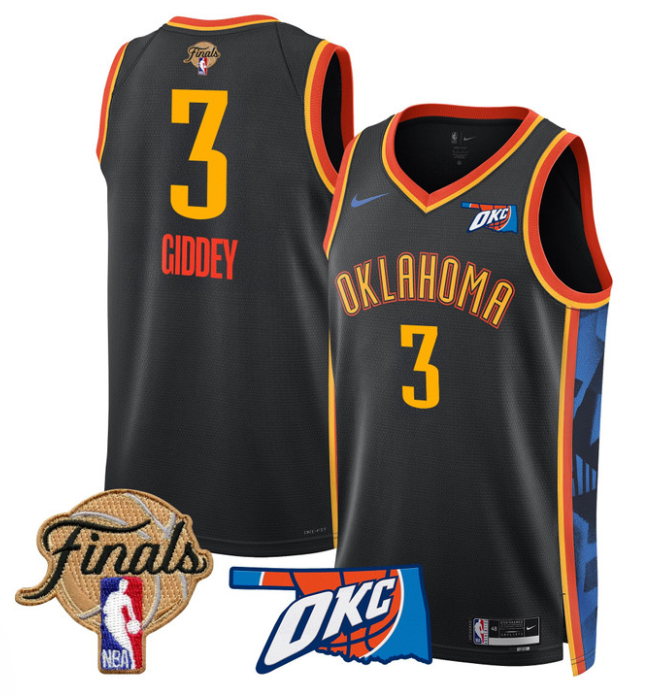 Josh Giddey Jersey # 3 Oklahoma City Thunder 2025 Finals Swingman Stitched 24-25 City
