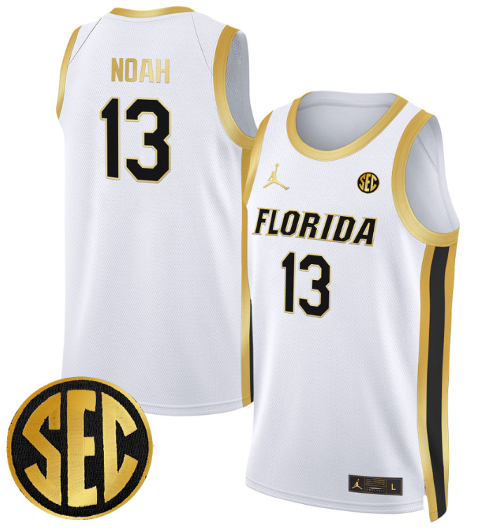 Joakim Noah Jersey #13 Florida Gators Swingman Basketball Stitched White Gold