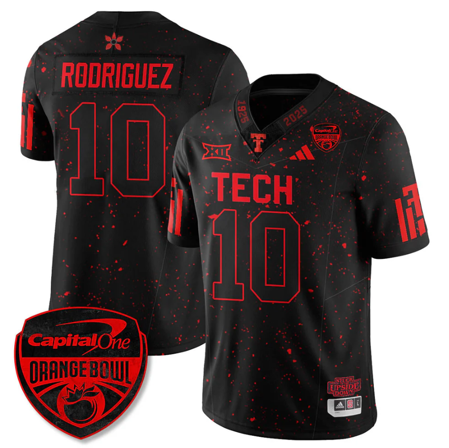 Jacob Rodriguez Jersey #10 Texas Tech Red Raiders Stranger Things Orange Bowl Stitched