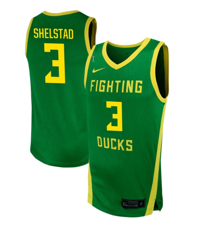 Jackson Shelstad Jersey #3 Oregon Ducks NIL Basketball Green
