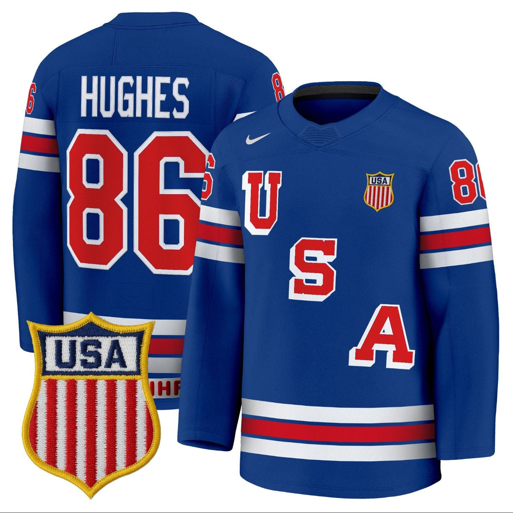 Jack Hughes Jersey #86 USA Olympic 2026 Premium Hockey Stitched