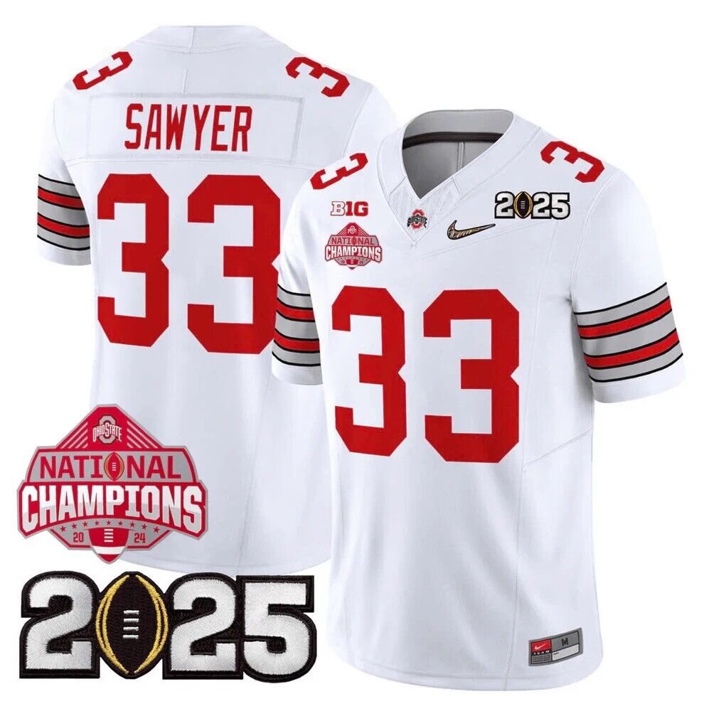Jack Sawyer Jersey #33 Ohio State National Championships 2024 Patch White