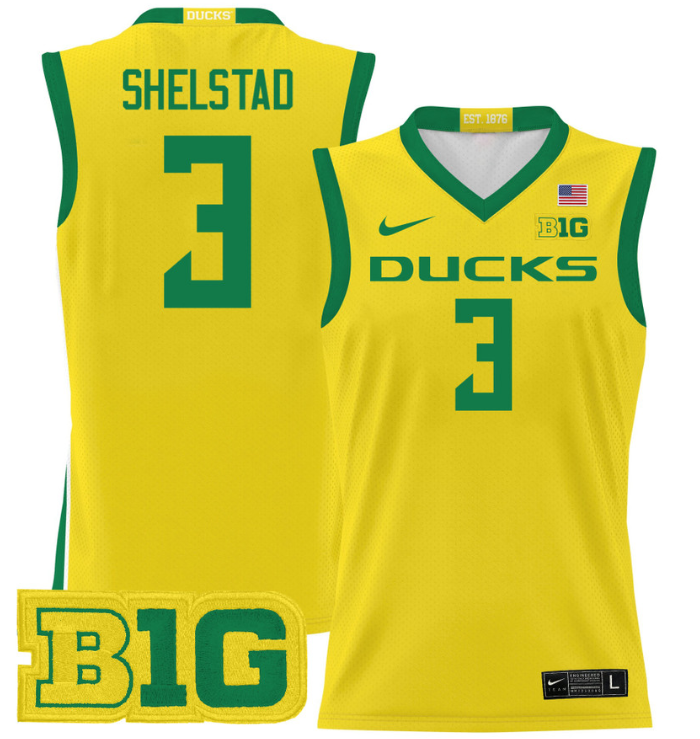 Jackson Shelstad Jersey #3 Oregon Ducks 2024 Lightweight Basketball Yellow