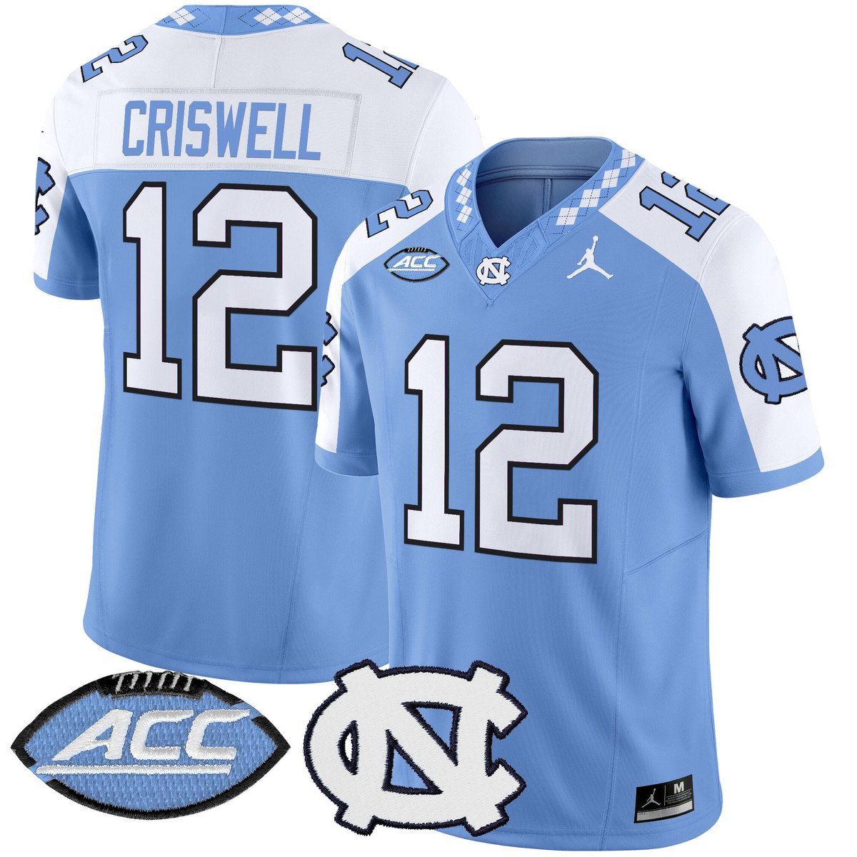 Jacolby Criswell Jersey #12 North Carolina Tar Heels 2025 Stitched
