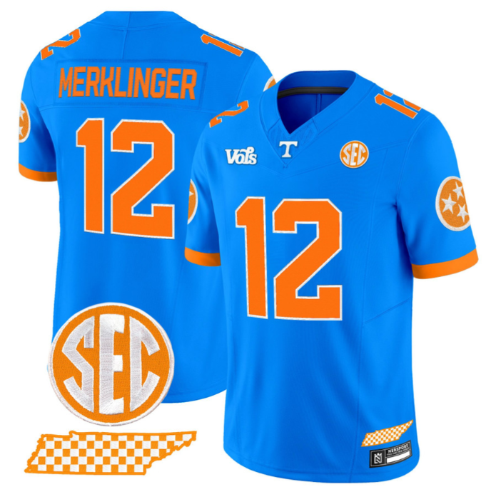 Jake Merklinger Jersey #12 Tennessee Volunteers Blue Blaze Edition Stitched