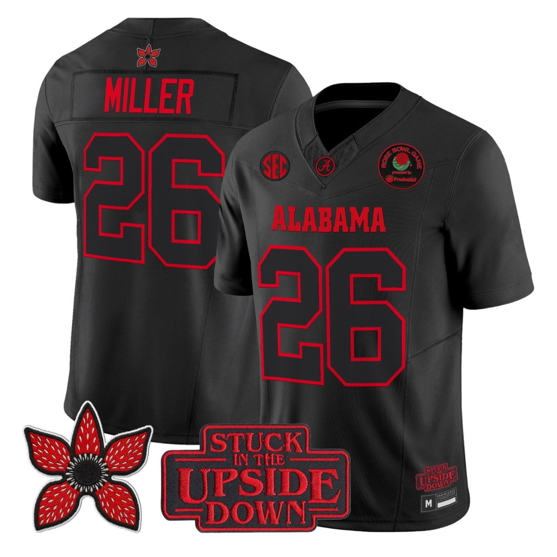 Jam Miller Jersey #26 Alabama Crimson Stranger Things 2025 Rose Bowl Stitched