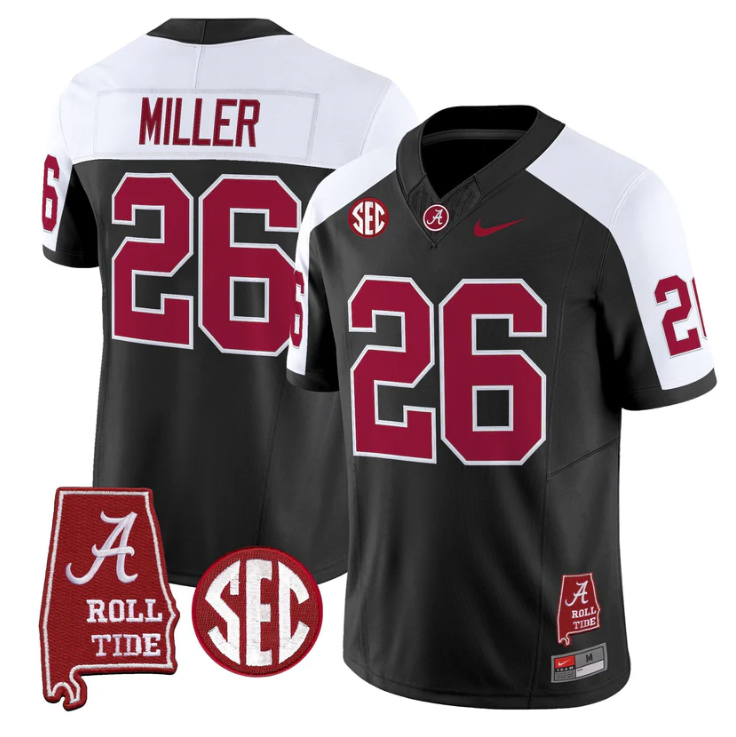 Jam Miller Jersey #26 Alabama Crimson Tide Throwback Map Stitched