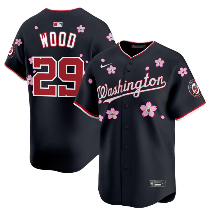 James Wood Jersey #29 Washington Nationals Cherry Blossom Vapor Premier Limited Stitched