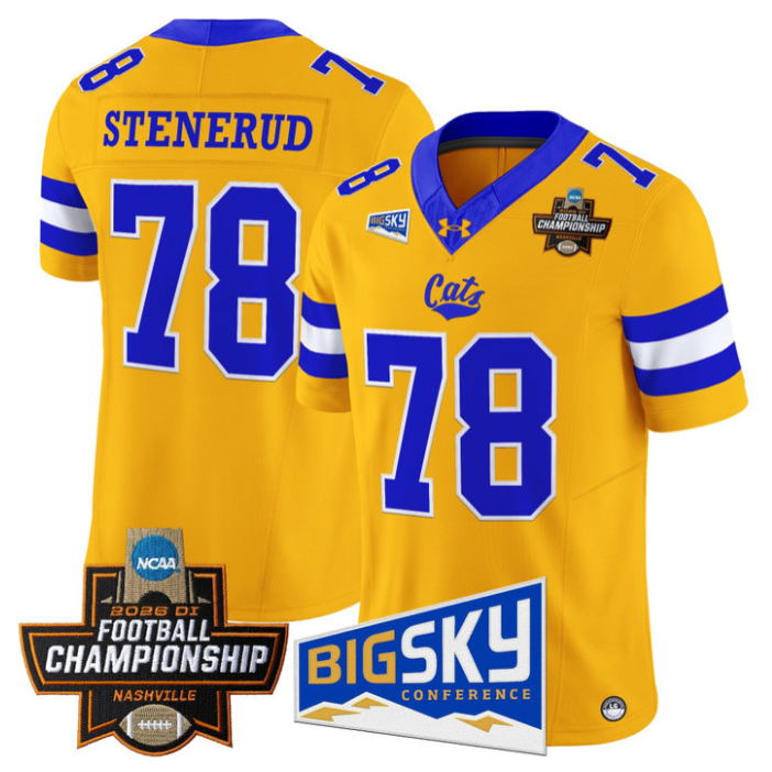 Jan Stenerud Jersey #78 Montana State Bobcats 2026 Football Championship Gold