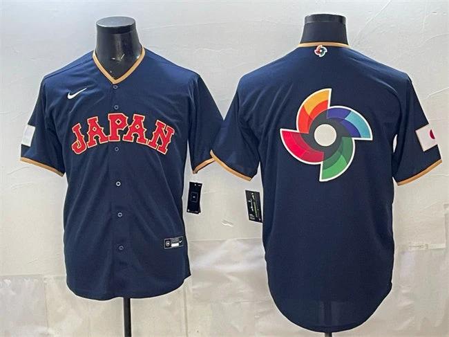 Japan Baseball Team Big Logo Navy 2026 World Baseball Classic Road Stadium Stitched