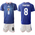 Japan #8 Takumi Minamino Blue 2026 World Cup Home Soccer Jersey Suit