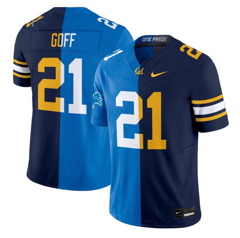 Jared Goff Lions Jersey #21 California Golden Bears Split Vapor Limited Stitched