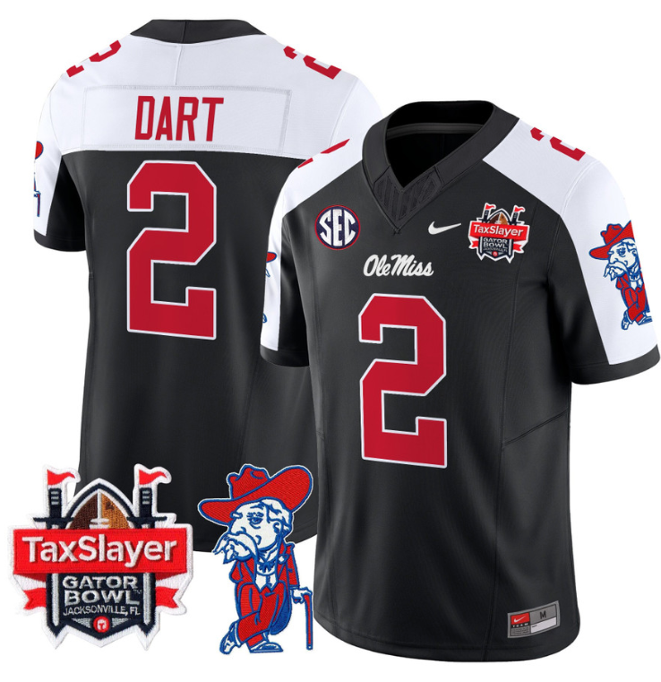 Jaxson Dart Jersey #2 Ole Miss Rebels 2024 Gator Bowl Patch V2