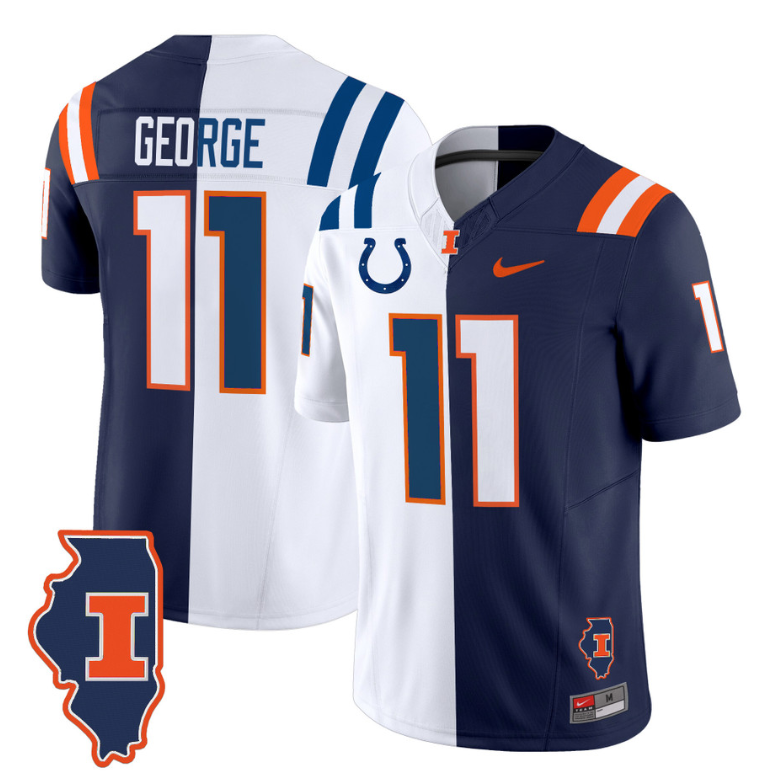 Jeff George Jersey #11 Illinois Fighting Illini Split Vapor Limited Football