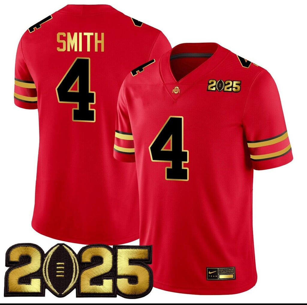 Jeremiah Smith Jersey #4 Ohio State Natty 2025 Patch Stitched Red