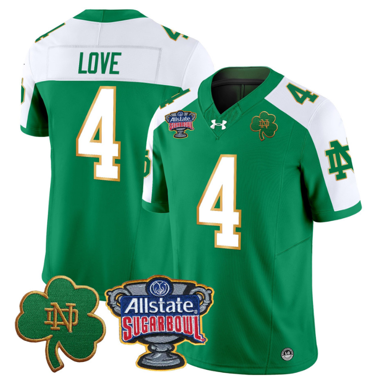Jeremiyah Love Jersey #4 Notre Dame 2024 Sugar Bowl Patch Football
