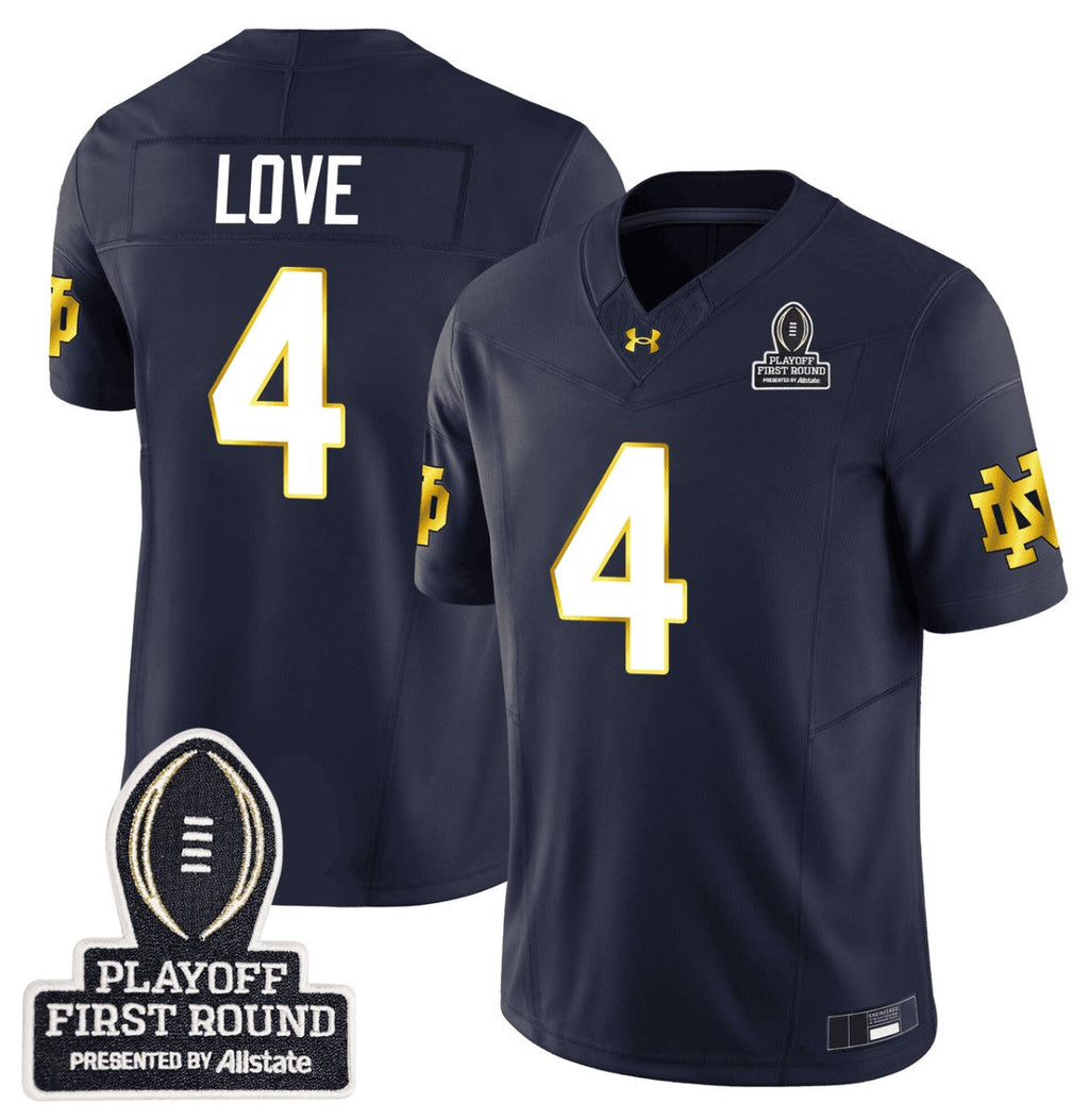 Jeremiyah Love Jersey #4 Notre Dame Fighting Irish CFP First Round Patch