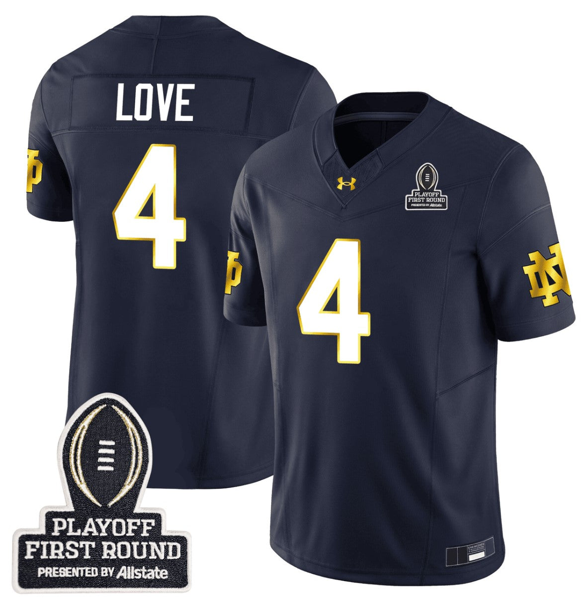Jeremiyah Love Jersey #4 Notre Dame Fighting Irish CFP First Round Patch