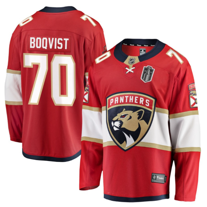 Jesper Boqvist 70 Florida Panthers 2025 Stanley Cup Final Home Breakaway Men Jersey
