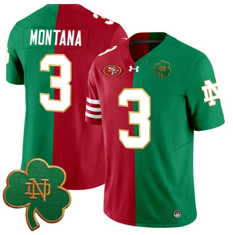 Joe Montana Jersey #3 Notre Dame Fighting Irish Split Vapor Football Stitched