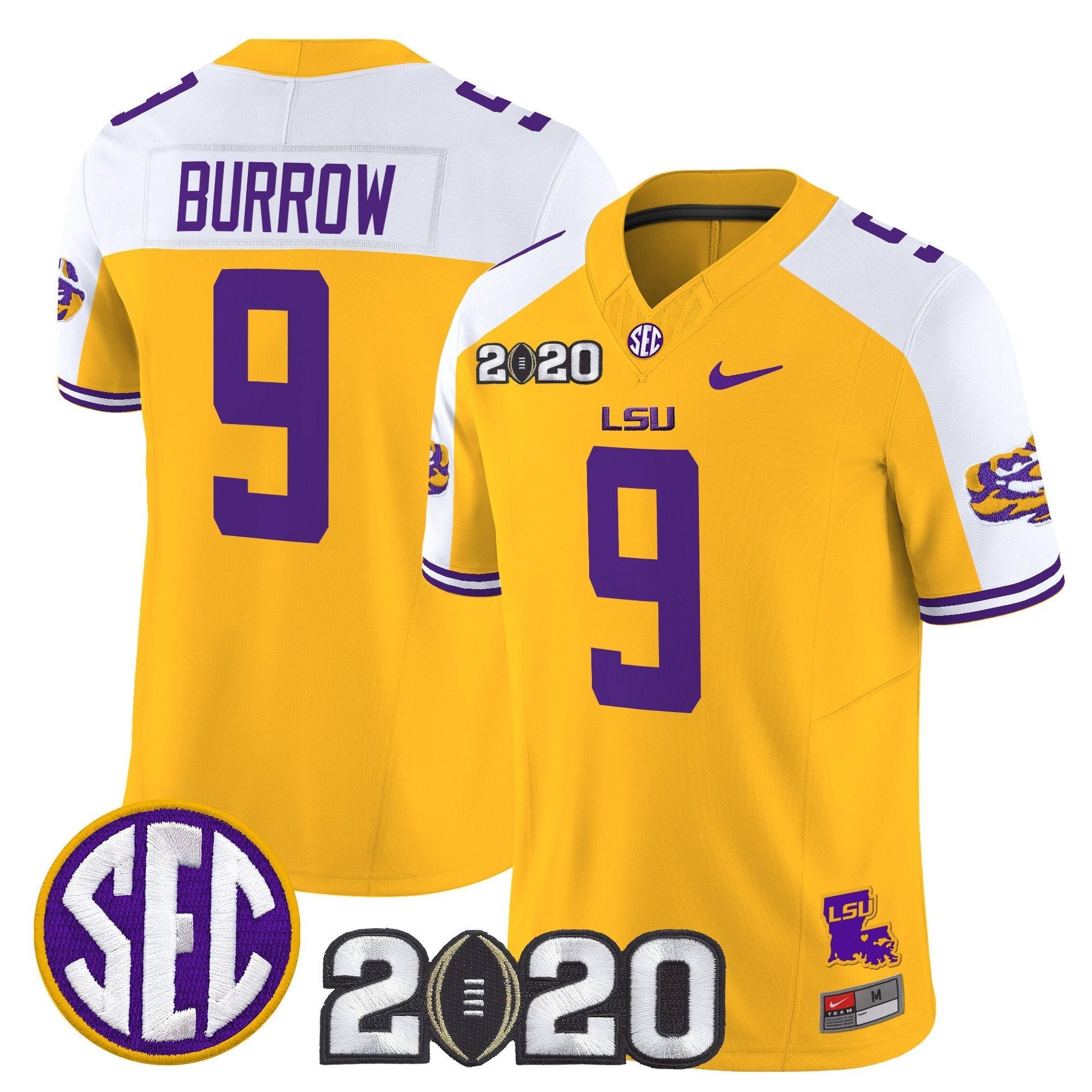 Joe Burrow Jersey #9 LSU Tigers 2020 National Champions Stitched