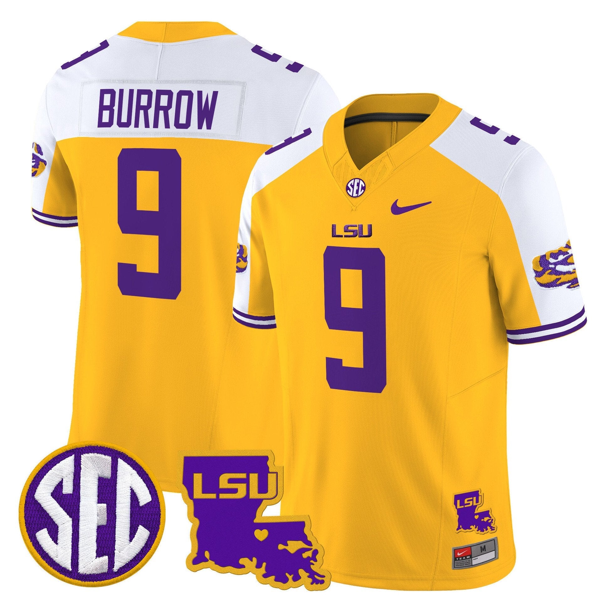 Joe Burrow Jersey #9 LSU Tigers 2025 Louisiana Patch Stitched