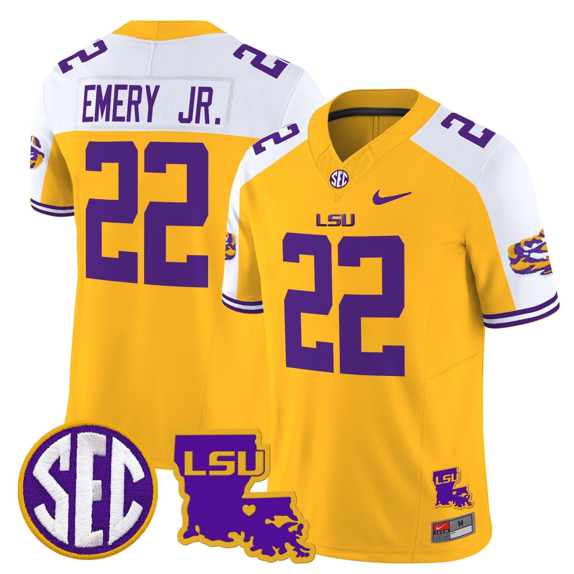 John Emery Jr Jersey #22 LSU Tigers 2025 Louisiana Patch Stitched