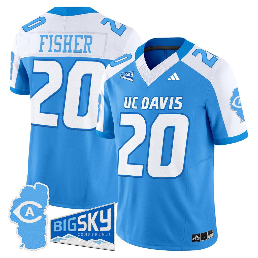 Jordan Fisher Jersey #20 UC Davis Aggies 2025 Lake Tahoe Patch Stitched